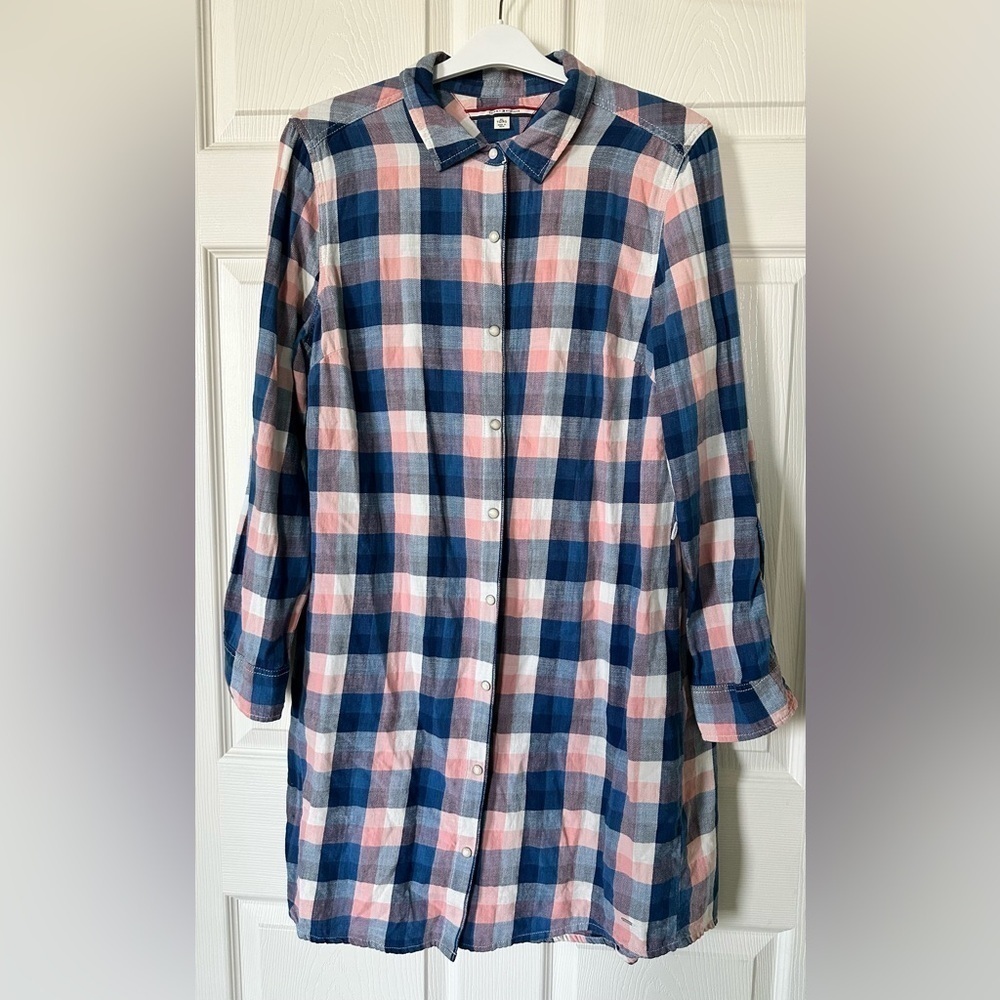 Tommy Hilfiger Blue/Pink/White Plaid Button Down Dress Size XL NC0395